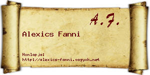 Alexics Fanni névjegykártya